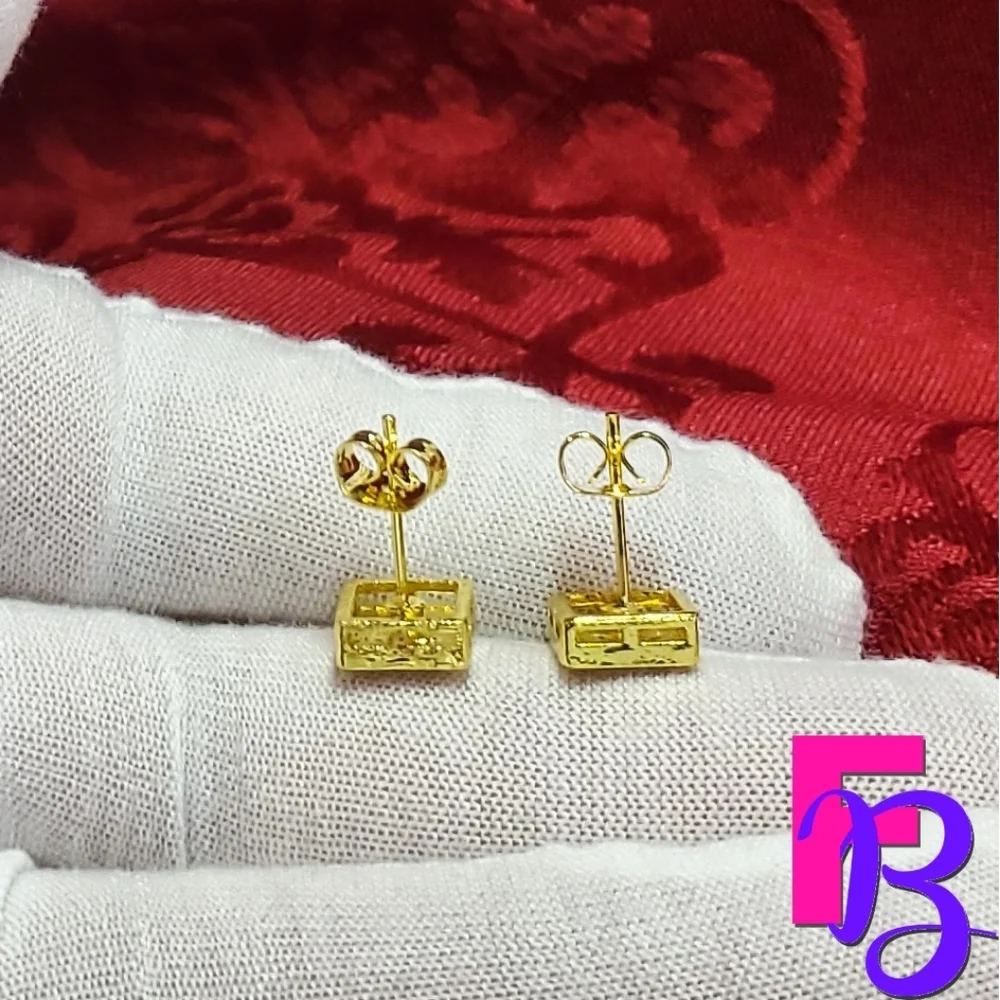 14K Mens Micropave Earrings